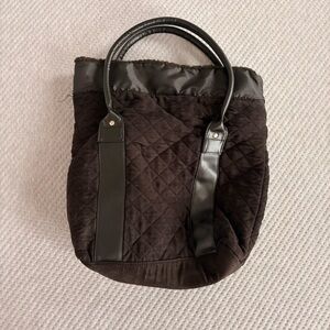 Quilted Black Tote Bag with Faux Leather Handles